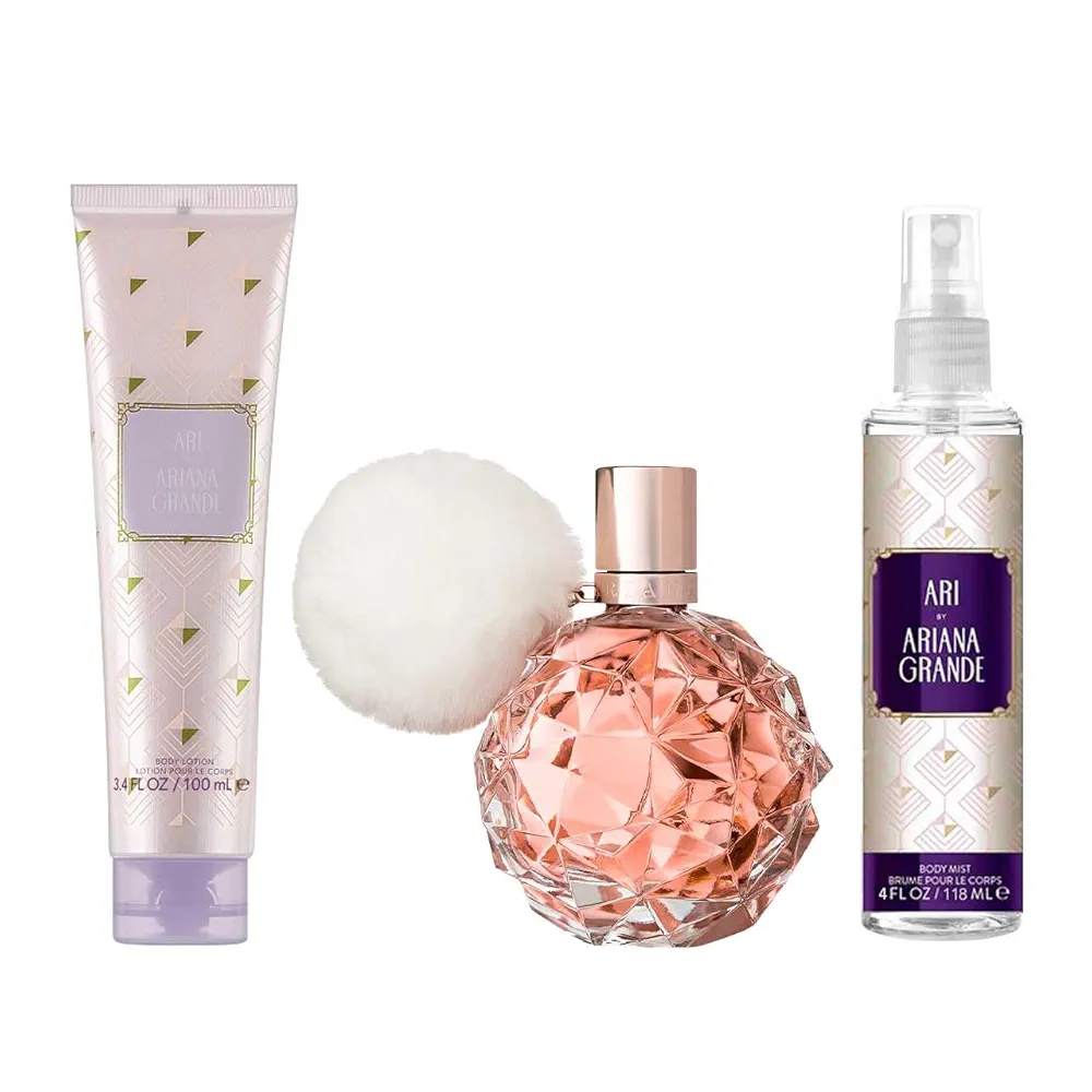 619AKt+glCL._UF1000,1000_QL80_FMwebp_ Set Ari by Ariana Grande for Women - 3 Pc Gift Set 3.4oz EDP Spray, 3.4oz Body Souffle, 4oz Body Mist