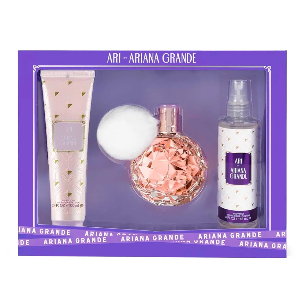 61IEomUBQRL._UF1000,1000_QL80_FMwebp_ Set Ari by Ariana Grande for Women - 3 Pc Gift Set 3.4oz EDP Spray, 3.4oz Body Souffle, 4oz Body Mist